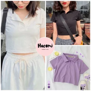 Áo croptop cổ đức chữ V cộc tay nữ - Thun body dáng ngắn, phông trơn kiểu basic cá tính ulzzang