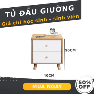 Tủ đầu giường 2 ngăn kéo Bắc Âu cao cấp, tab đầu giường có ngăn trang trí phòng khách, chất gỗ MDF dày 12mm