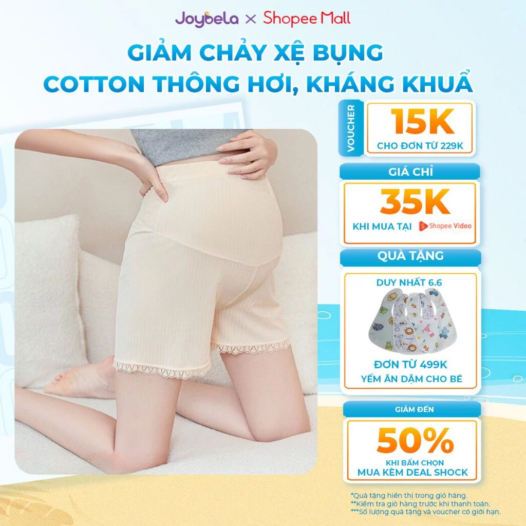 Quần Mặc Váy Bầu JOYBELA Quần Lót Bầu Cotton Cao Cấp Chống Chảy Xệ Bụng Kháng Viêm - QL003