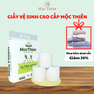 Bịch 9 cuộn giấy vệ sinh khăn giấy cuộn Mộc Thiên cao cấp 4 lớp dày dặn