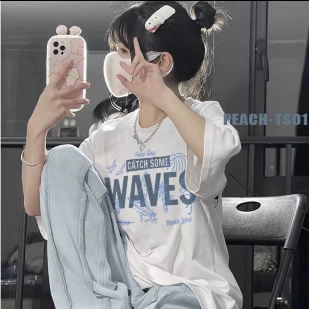 Áo thun basic WAVES nam nữ From rộng Tay lỡ Unisex