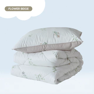 Set 2 món Chăn - Vỏ gối ARIZE On Cloud Flower Beige Vải Ultra Microfiber Chống Bụi