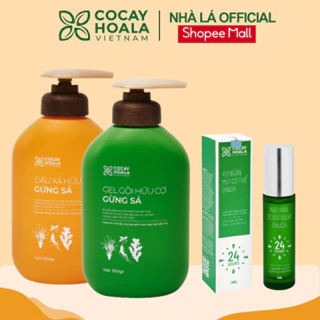 COMBO Dầu Gội Xả Hữu Cơ Gừng Sả Cỏ Cây Hoa Lá 500ML + Xịt thơm cơ thể Cỏ Cây Hoa Lá chiết xuất thảo dược 30ml