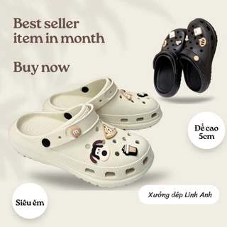 LA013-Dép sục cross. độn đế 5 phân chất liệu cao su eva gắn kèm sticker phong cách trẻ trung DéP Nữ Shoes GiàY