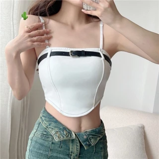 Áo hai dây cột nơ viền có mút ngực🌈🌈🍓🍓HP alohashop91