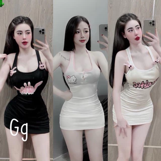 ĐẦM BODY BA LỖ ĐÍNH TAG THỎ DÁNG NGẮN SEXY