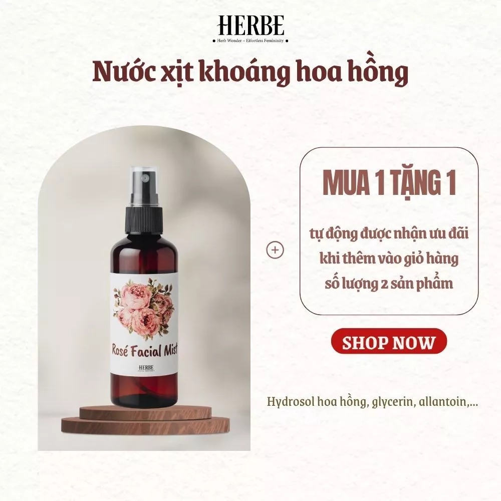 [mua 1 tặng 1] Nước xịt khoáng cấp ẩm ROSE FACIAL MIST handmade