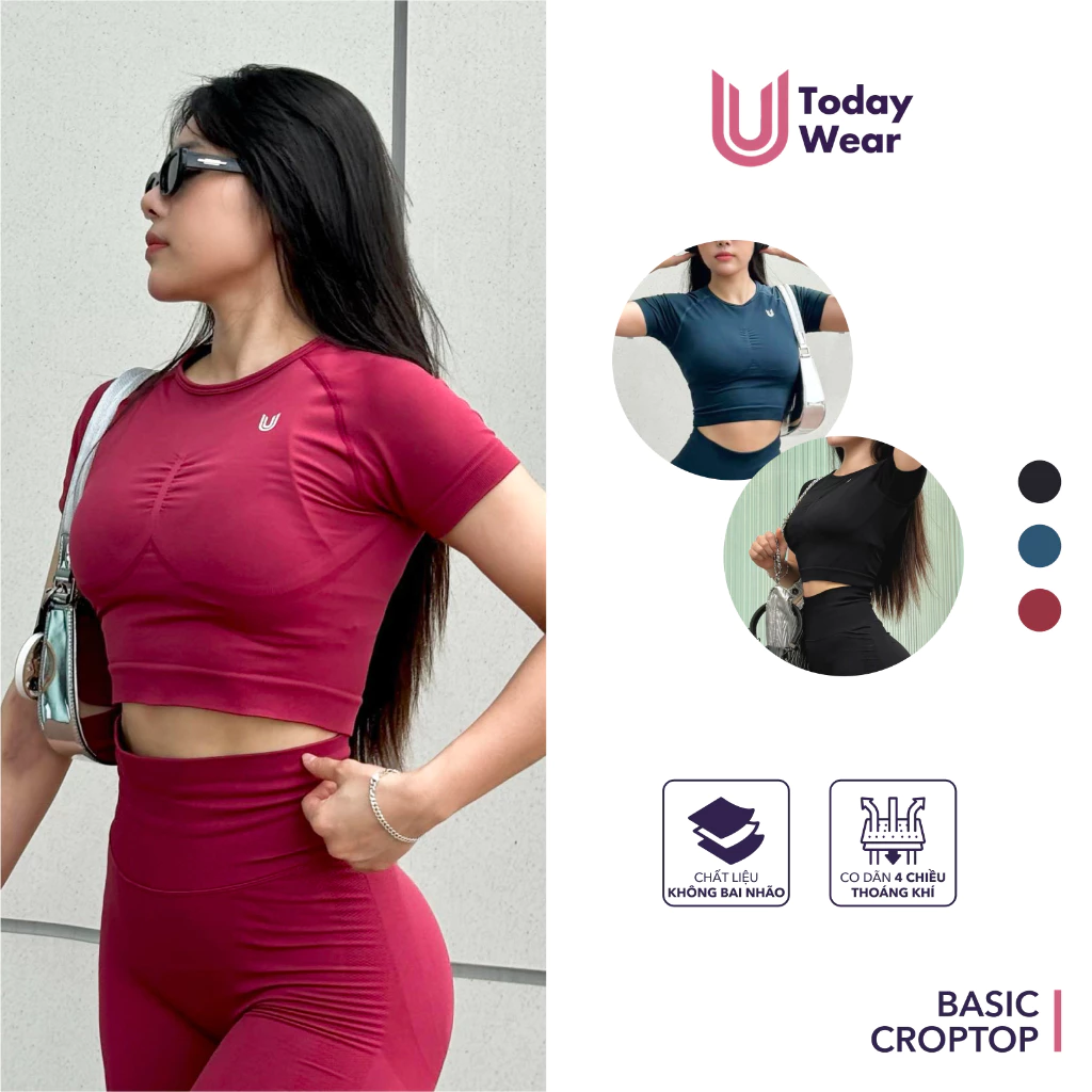 Áo tập thể thao Basic CropTop không đệm mút hỗ trợ tập gym thể thao yoga Today U Wear