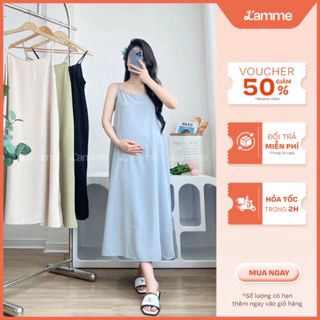 Đầm Bầu Hai Dây, váy mùa hè Cami Dress Chất Lụa Không Nhăn Thoáng Mát By LAMME