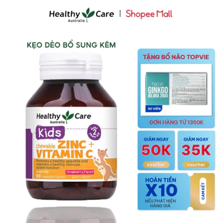 Viên nhai bổ sung kẽm và vitamin C Healthy Care Kids Chewable 60 viên vị dâu