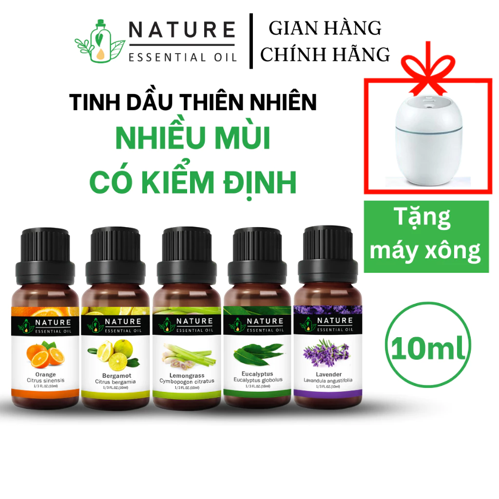 Tinh dầu xông phòng Nature essential oil khử mùi diệt khuẩn, đuổi côn trùng dễ ngủ nhiều mùi 10ml