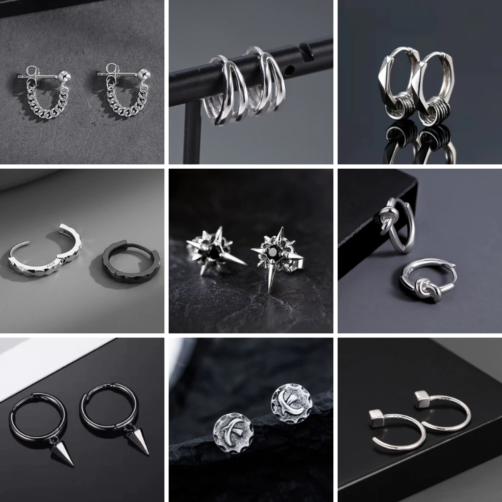 Khuyên tai nam nữ khuyên tai kẹp không cần bấm lỗ KuuClothes bông tai tròn thép titan nhiều lựa chọn - Bông Tai Tổng Hợp