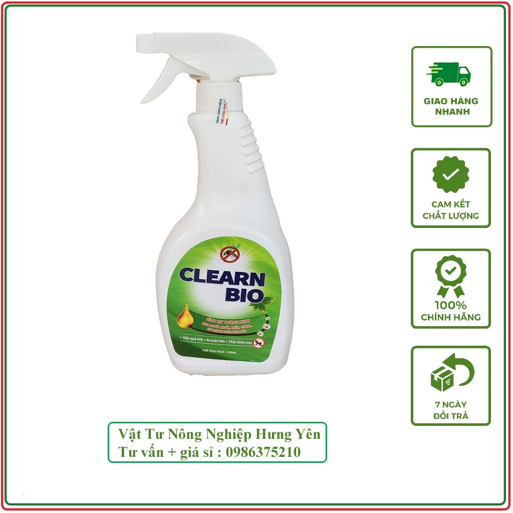 Bình xịt Muỗi, kiến gián Clearn Bio Sinh học - Rất an toàn - Hiệu quả rõ rệt 530ml