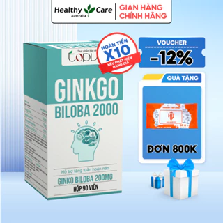 Bổ não Topvie Ginkgo Biloba 2000 tuần hoàn lưu thông máu, tăng cường trí nhớ, giảm tiền đình hộp 90v