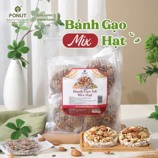 Bánh gạo mix hạt FONUT bịch 400g ăn vặt healthy phù hợp cho mẹ bầu và người ăn kiêng