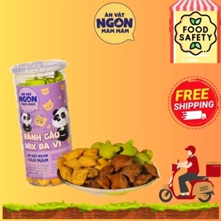 Bánh gấu nhân kem mix 3 vị trà xanh, socola, kem 420 gr Đồ ăn vặt Măm Măm - Món ngon mỗi ngày