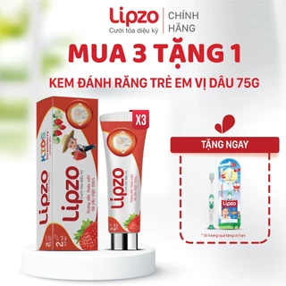 Kem Đánh Răng Trẻ Em Lipzo Vị Dâu Bảo Vệ Răng Sữa 75g Hữu Cơ Ngọt Thơm An Toàn Nuốt Được Dành Cho Trẻ 2-10 Tuổi