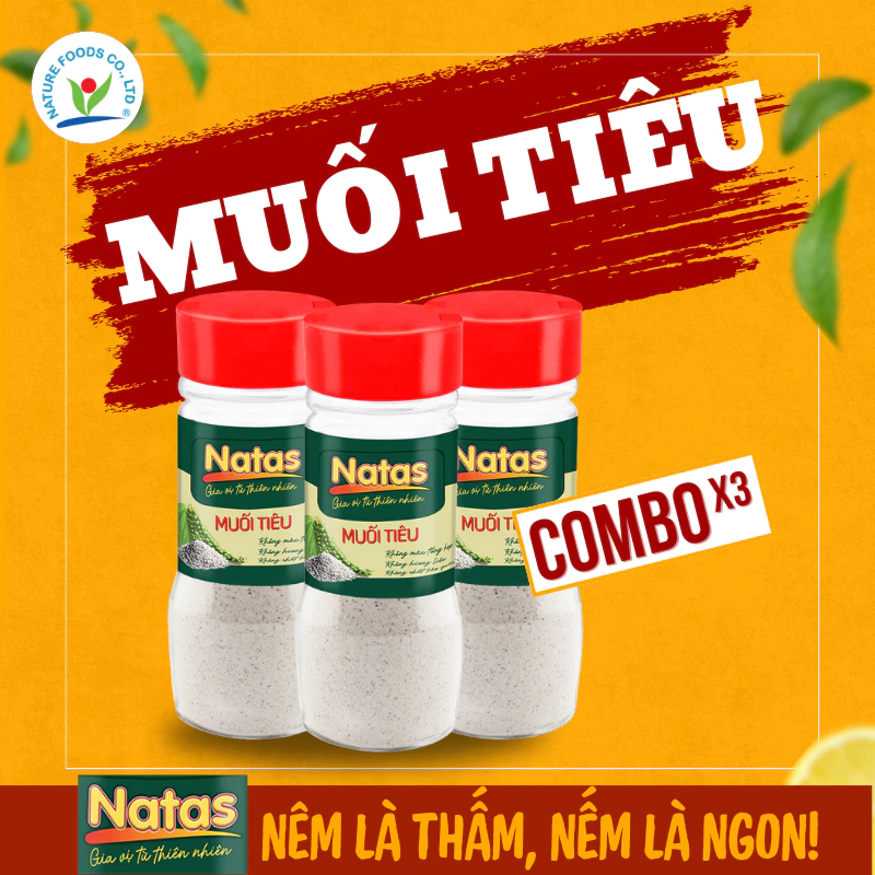 Combo bộ 3 Muối tiêu Natas Hũ 100g