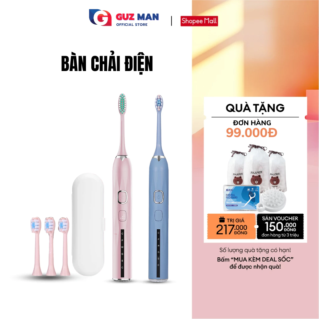 Bàn Chải Điện Đánh Răng METIS  Công Nghệ Chống Thấm Nước Tặng 3 Đầu Bàn Chải Mềm Mại IPX7