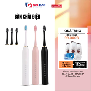 Bàn chải điện đánh răng thông minh  METIS  X3  công nghệ sóng âm  kháng nước 6 chế độ, tặng 4 đầu bàn chải