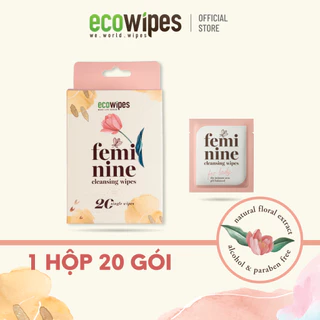 Khăn ướt vệ sinh vùng kín EcoShop hộp 20 gói hương hoa Daisy làm sạch khử mùi hiệu quả