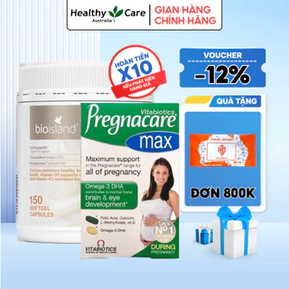 Combo chăm sóc sức khỏe cho mẹ bầu Pregnacare Max và canxi Bioisland giảm nguy cơ dị tật thai nhi