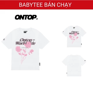 Áo baby tee trắng local brand ONTOP ôm dáng họa tiết hoa vải cotton co giãn Pinkish | O21-T6