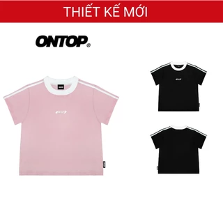 Áo thun baby tee ôm dáng ONTOP tay viền sọc trắng vải cotton co giãn local brand Stipes | O22-T2