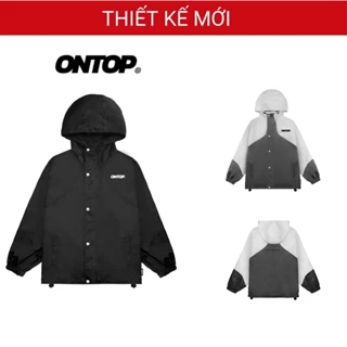 Áo khoác dù local brand có mũ ONTOP 2 lớp nam nữ phối màu form rộng nút bấm Windproof Jacket | O24-AK5