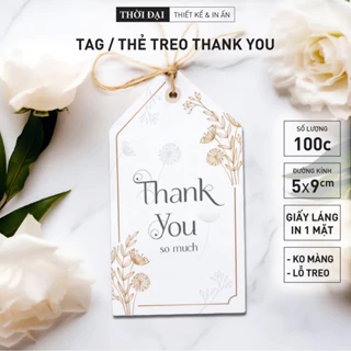 100 Tag Treo Thank You Beige Sang Trọng Vát Góc - 1 MẶT IN - GIẢM GIÁ KHI MUA TỪ 2 SET TRỞ LÊN