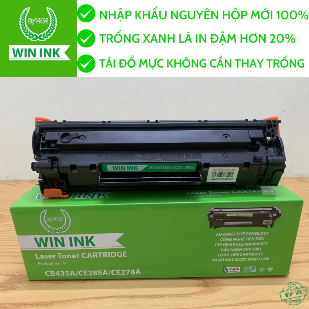 Hộp mực máy in Canon 6230dn/6230dw/6200d(mã CE278A) hiệu WIN INK cao cấp có lỗ đổ mực-Mới 100%