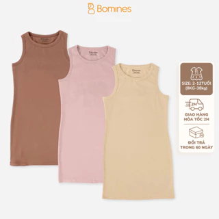 Đầm body bé gái Bomines chất zip cotton, Váy ôm body co giãn cực tốt cho bé từ 8-36kg DSNBD