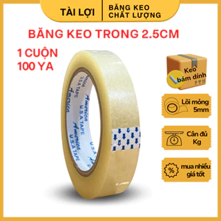 [SIÊU SỐC] Băng keo trong Văn Phòng Cuộn Lớn 2.5Cm 100yard Dùng Bó Hoa, Cửa Hàng Hoa, Gói Quà - Tài Lợi