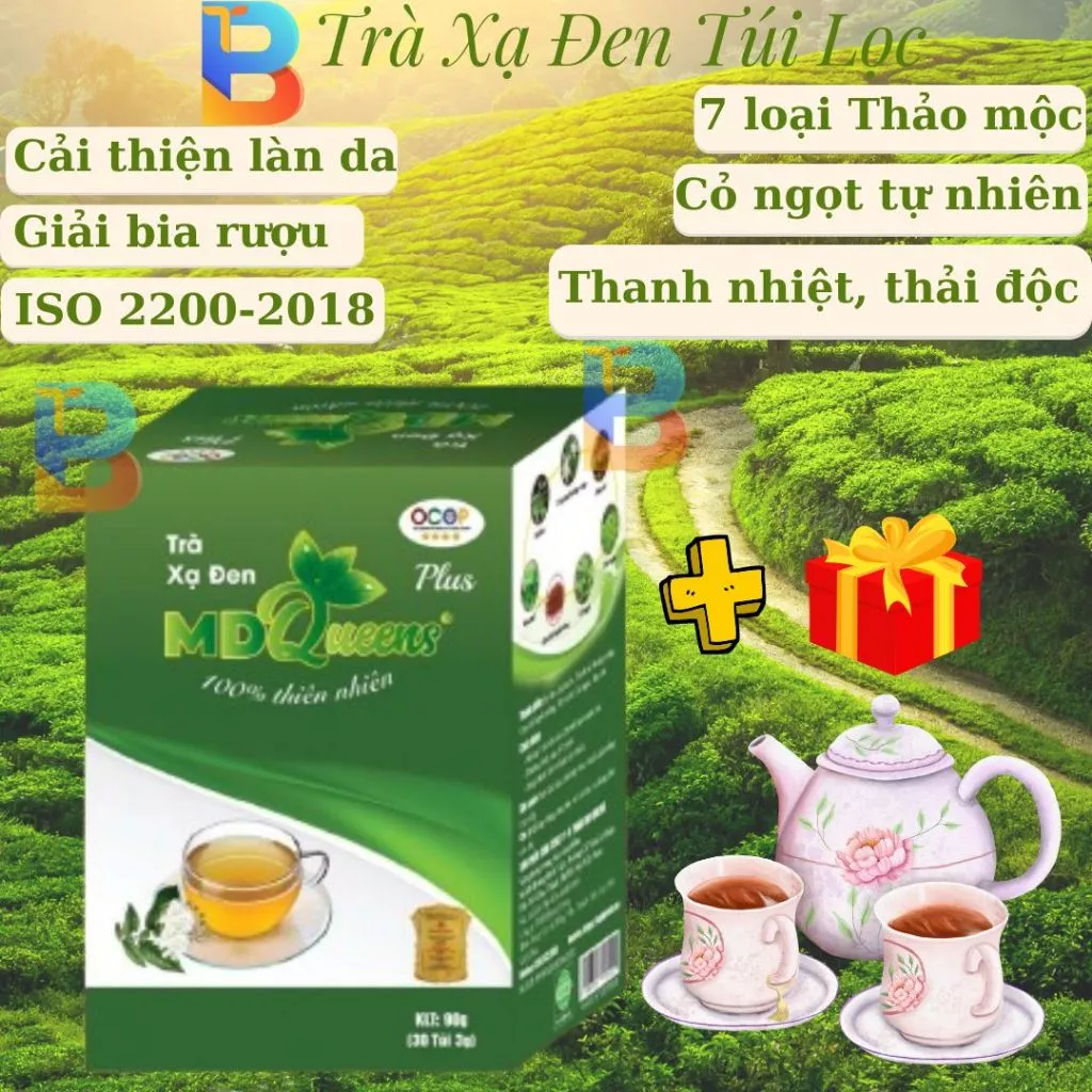 Trà xạ đen MD Queens 100% thảo dược thiên nhiên giúp ổn định huyết áp, hạ mỡ máu, men gan, thanh lọc cơ thể-baotinstore