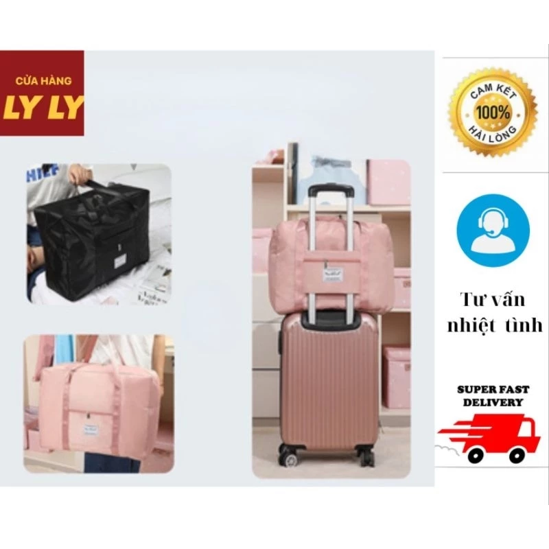 (CÓHOẢ TỐC)Túi du lịch chống nước cỡ lớn, túi xách đựng đồ đa năng gấp gọn, chất liệu vải dù bền đẹp nhiều màu, gài vali