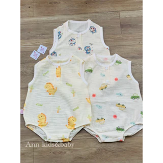 [mua4tang1]body suit xô muslin thoáng mát cho bé từ 0-18tháng