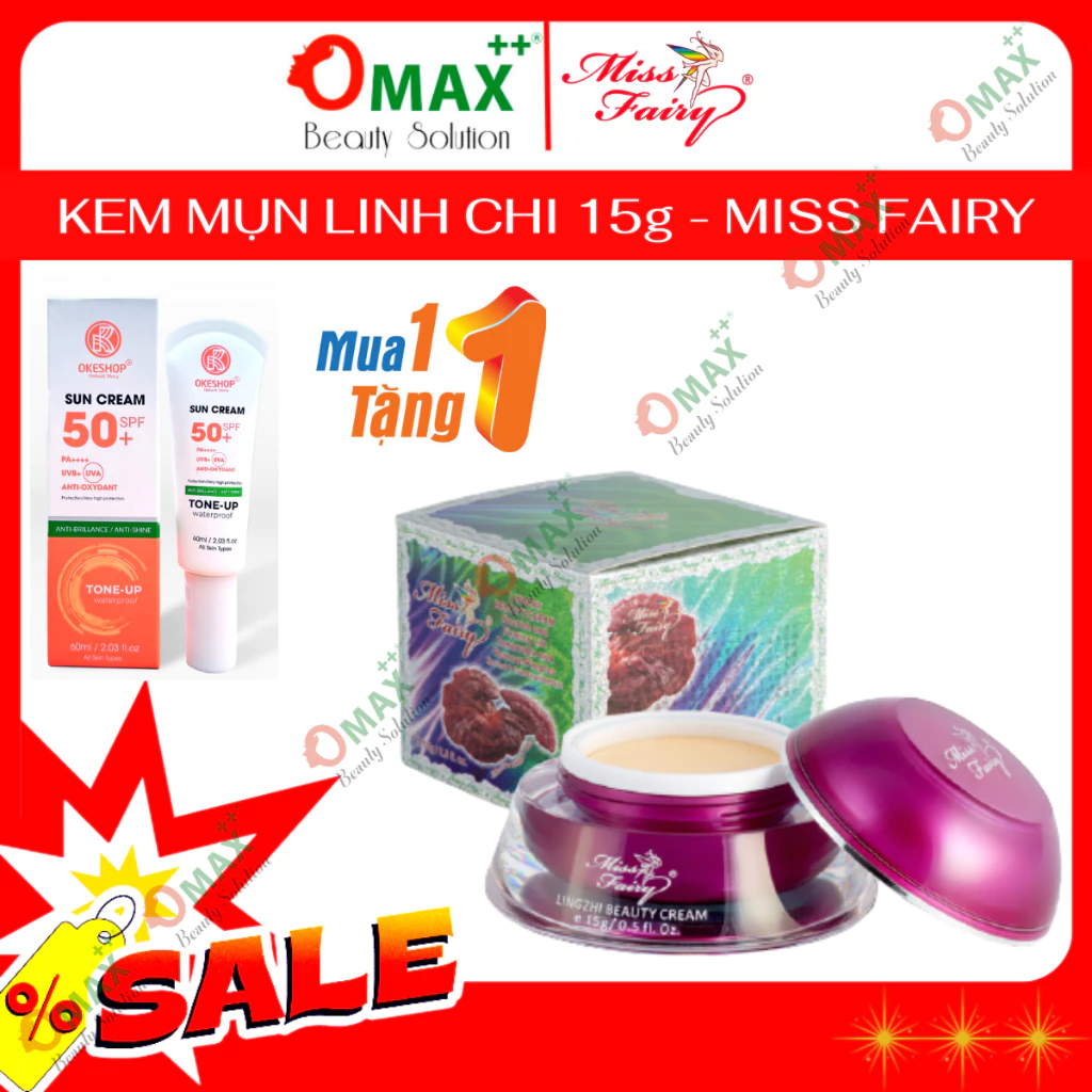 Kem Mụn MISS FAIRY Linh Chi 15g - Sạch Mụn - Giảm Tác Nhân Gây Mụn - Trắng Da - Mờ Thâm Sau Mụn