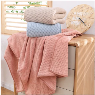 Khăn tắm cotton sọc, trơn, san hô, kích thước140x07cm mềm mại, xuất xứ Trung Quốc