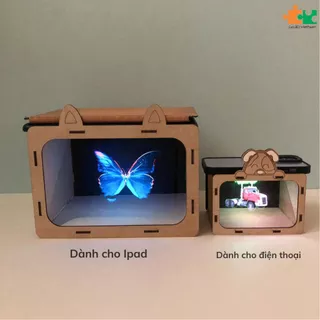 Hộp chiếu phim hologram 3d dành cho ipad bằng gỗ