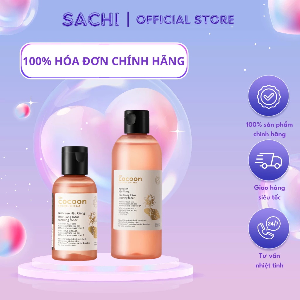 Nước sen Hậu Giang (toner) Cocoon giúp phục hồi đa nhiệm cho da rất nhạy cảm 140ml