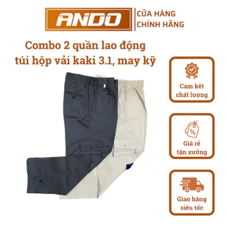 Combo 2 quần bảo hộ lao động túi hộp, vải kaki 3/1 dày dặn, may kỹ, thoải mái vận động, tiện lợi cho công việc