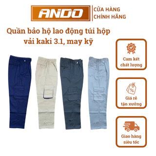 Quần bảo hộ lao động túi hộp, vải kaki 3.1 may kỹ, bền đẹp, tiện dụng, thoải mái vận động