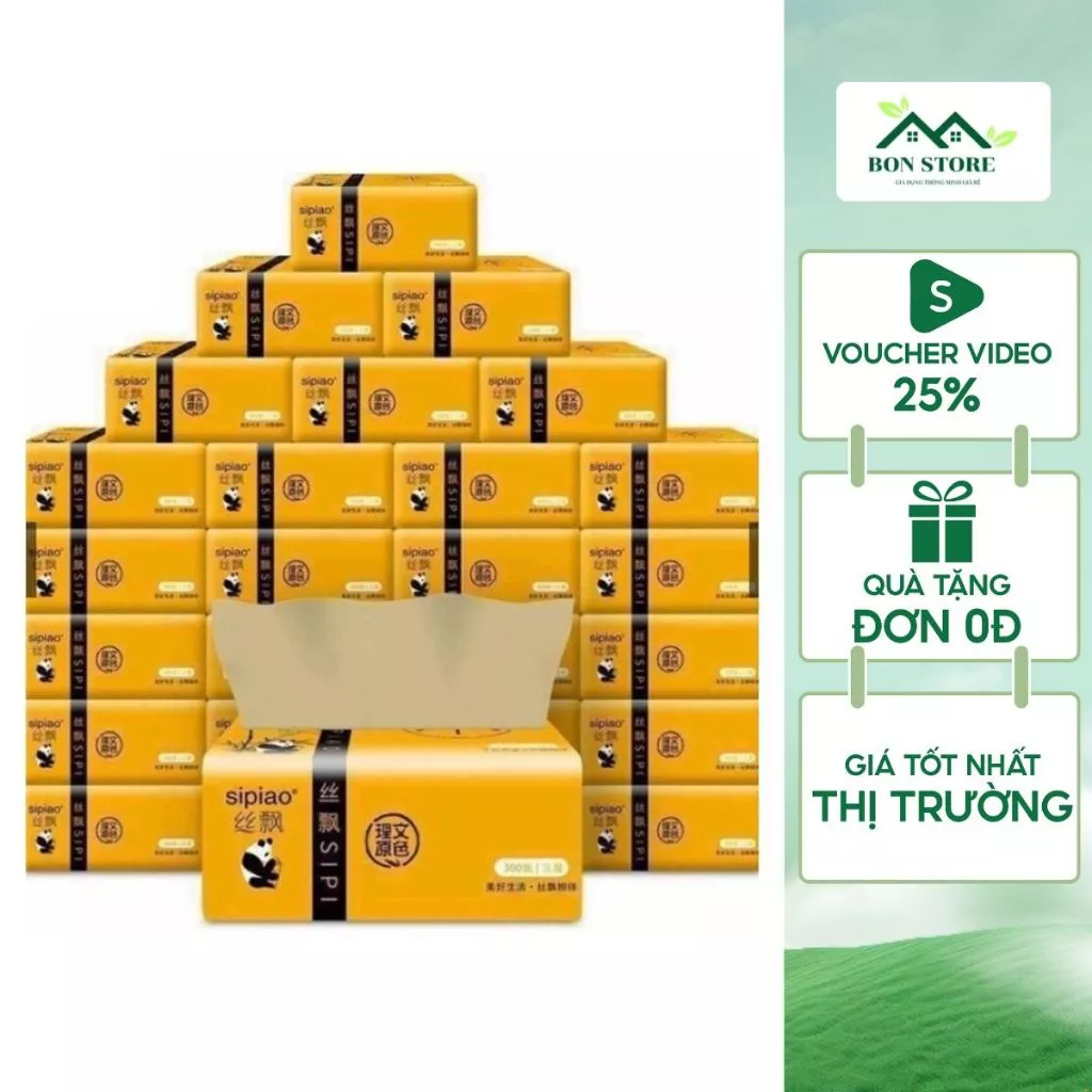 GIẤY ĂN GẤU TRÚC SIÊU DAI 300 TỜ/ GÓI- Giấy ăn gấu trúc siêu dai Sipiao là một sản phẩm được làm từ bột trúc nguyên sinh