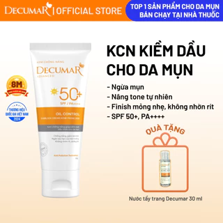 Kem Chống Nắng Ngăn Ngừa Mụn Decumar Advanced 50g, Kiềm Dầu, Thẩm Thấu Nhanh, SPF 50+, PA++++ - DAV02