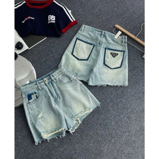 Quần Short Jeans nữ Quần Đùi Jeans túi kiểu rách nhẹ tôn dáng-Quần Short MYK Jeans