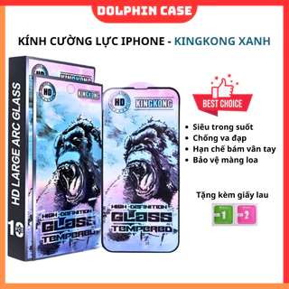 Kính cường lực iphone K.I.N.G.K.O.N.G XANH thế hệ mới 2024 - trong suốt, bảo vệ màng loa