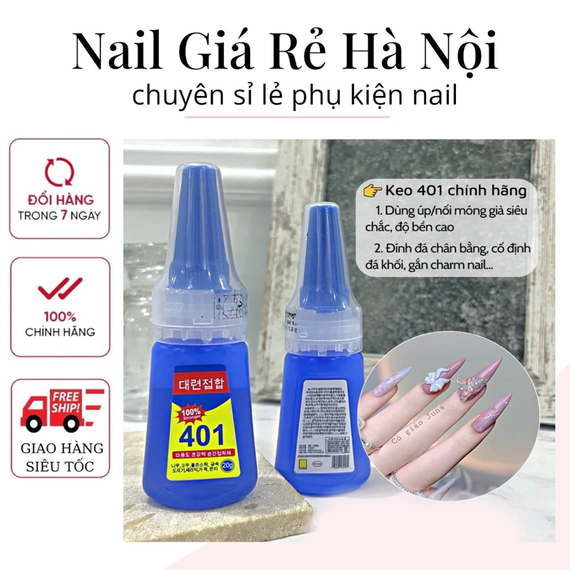 Keo 401 chính hãng, keo gắn móng giả siêu chắc 20g Nail Rẻ