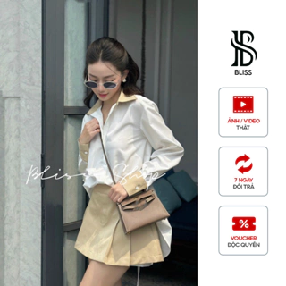 Bliss Shop - Áo Sơ Mi phối màu kiểu dáng Hàn Quốc (FREESIZE), áo sơ mi xẻ lưng - A74