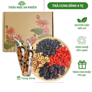 Trà cung đình 4 vị thảo mộc (30 Gói Kèm Chai HOẶC Túi Lọc) điều hòa kinh nguyệt, bổ máu, mát gan