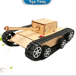 Đồ Chơi Thông Minh - Bộ Lắp Ghép Xe Tăng Bằng Gỗ Chạy Pin AA  Giáo Dục Sáng Tạo Stem Steam